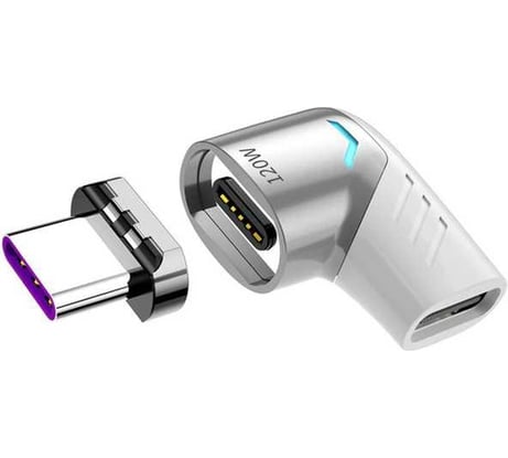 Магнитный адаптер PALMEXX USB-C, 120W, угловой (белый) PX/ADP-USBC-MGNT-WHT