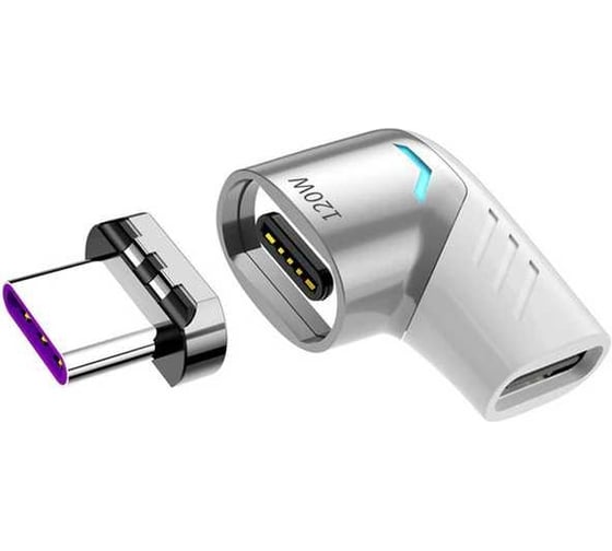 Магнитный адаптер PALMEXX USB-C, 120W, угловой (белый) PX/ADP-USBC-MGNT-WHT