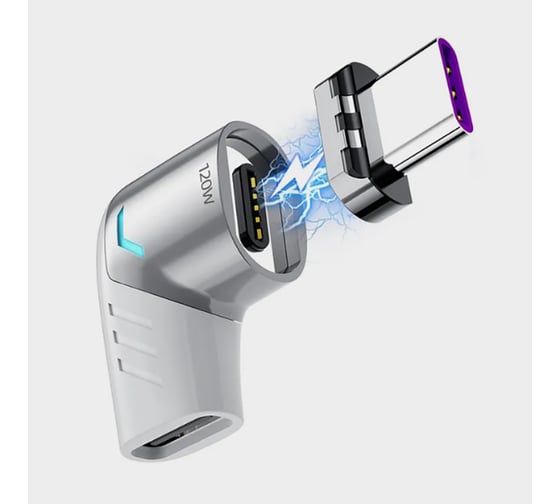 Магнитный адаптер PALMEXX USB-C, 120W, угловой (белый) PX/ADP-USBC-MGNT-WHT