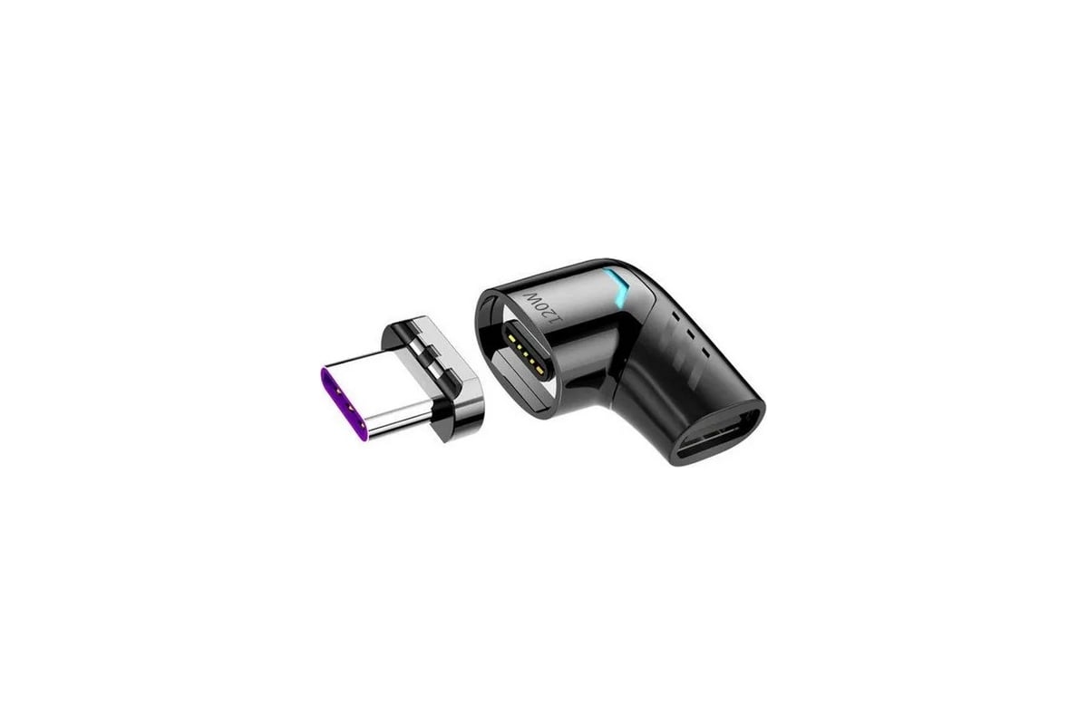 Магнитный адаптер PALMEXX USB-C, 120W, угловой (чёрный)  PX/ADP-USBC-MGNT-BLK - выгодная цена, отзывы, характеристики, фото - купить  в Москве и РФ