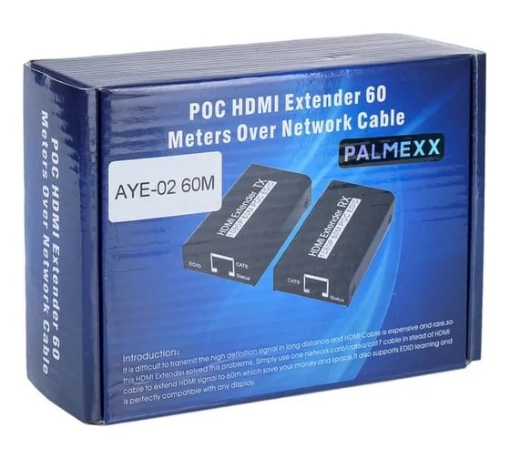 Удлинитель PALMEXX AYE02 HDMI до 60 метров POC UTP CAT6/7 PX/AYE-02-60M