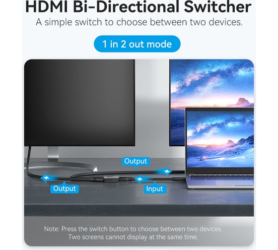 Переключатель - разветвитель VENTION HDMI v2.0 4K двунаправленный 2x1/1x2 AKOB0