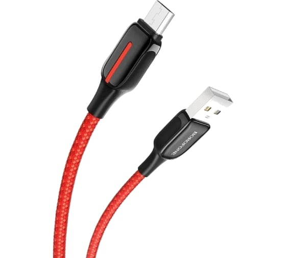 Дата-кабель USAMS -SJ394 USB - Lightning, 2 м, нейлоновая оплетка, красный (SJ394USB02) УТ000021057 1