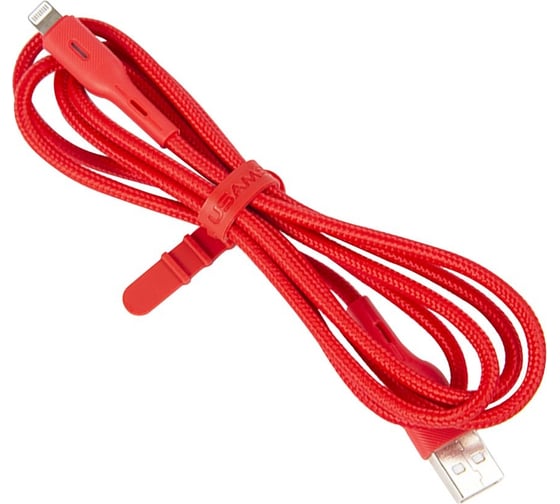 Дата-кабель USAMS -SJ425 USB - Lightning, Smart Power-off, 1.2 м, нейлоновая оплетка, красный (SJ425USB02) УТ000021077 1