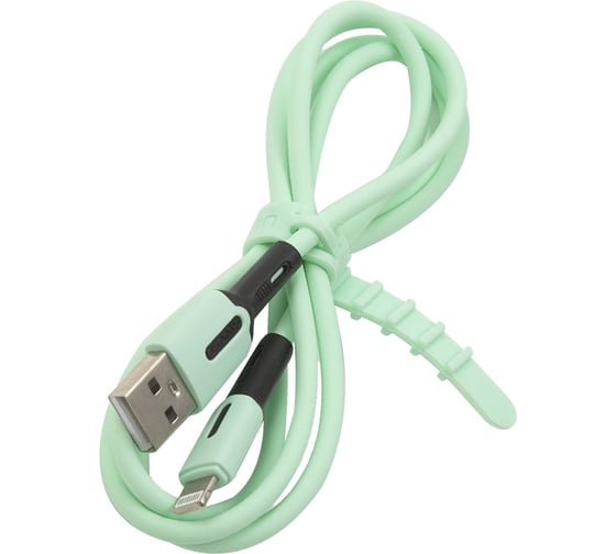 Дата-кабель USAMS -SJ431 USB - Lightning, с индикатором, 1 м, силиконовый, мятный (SJ431USB03) УТ000021046 1