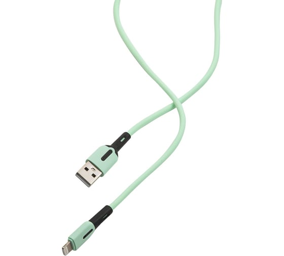 Дата-кабель USAMS -SJ431 USB - Lightning, с индикатором, 1 м, силиконовый, мятный (SJ431USB03) УТ000021046
