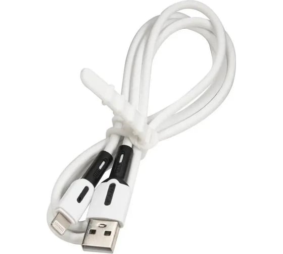 Дата-кабель USAMS -SJ431 USB - Lightning, с индикатором, 1 м, силиконовый, белый (SJ431USB01) УТ000021044 1