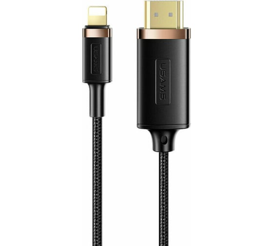 Кабель USAMS US-SJ509 U70 HDMI - Lightning, версия 1.4, 2м, нейлоновая оплетка, черный (SJ509HD01) УТ000029853