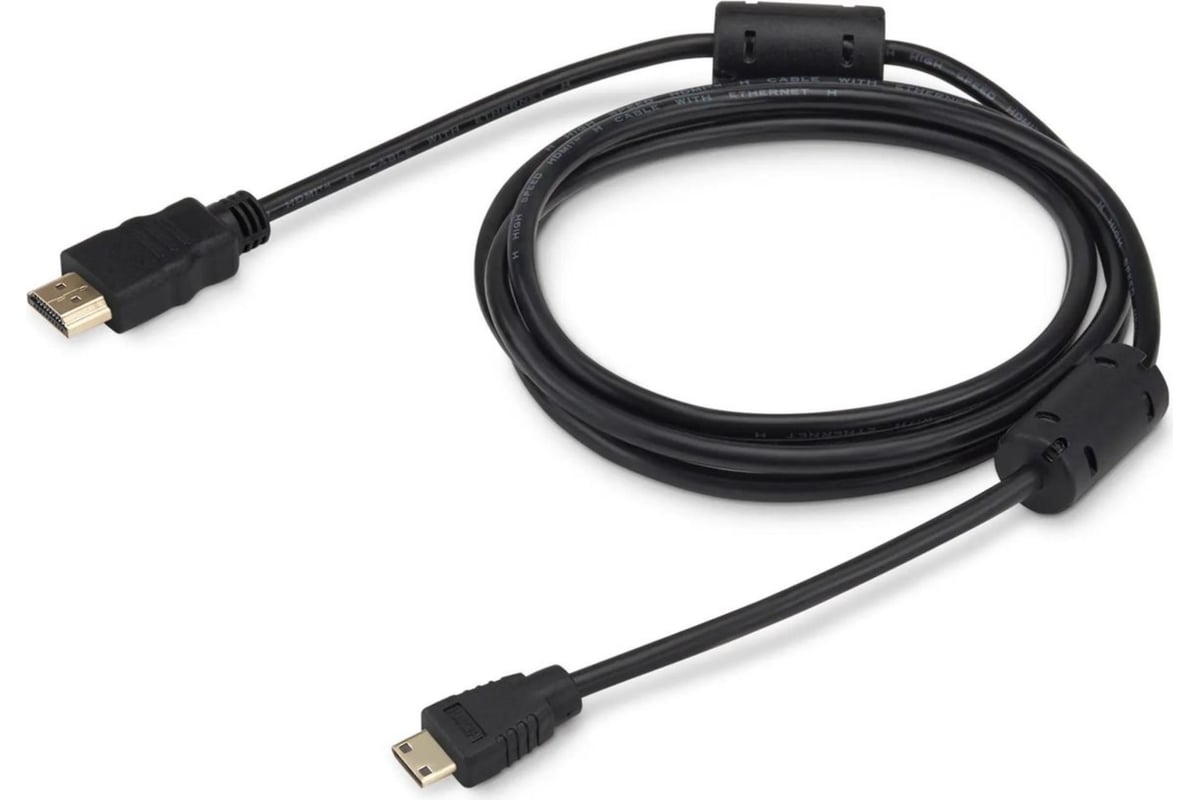 Кабель аудио-видео BURO HDMI 1.4, HDMI (m)/Mini HDMI (m), 1.8м, ферритовые  кольца, позолоченные контакты, черный 817231