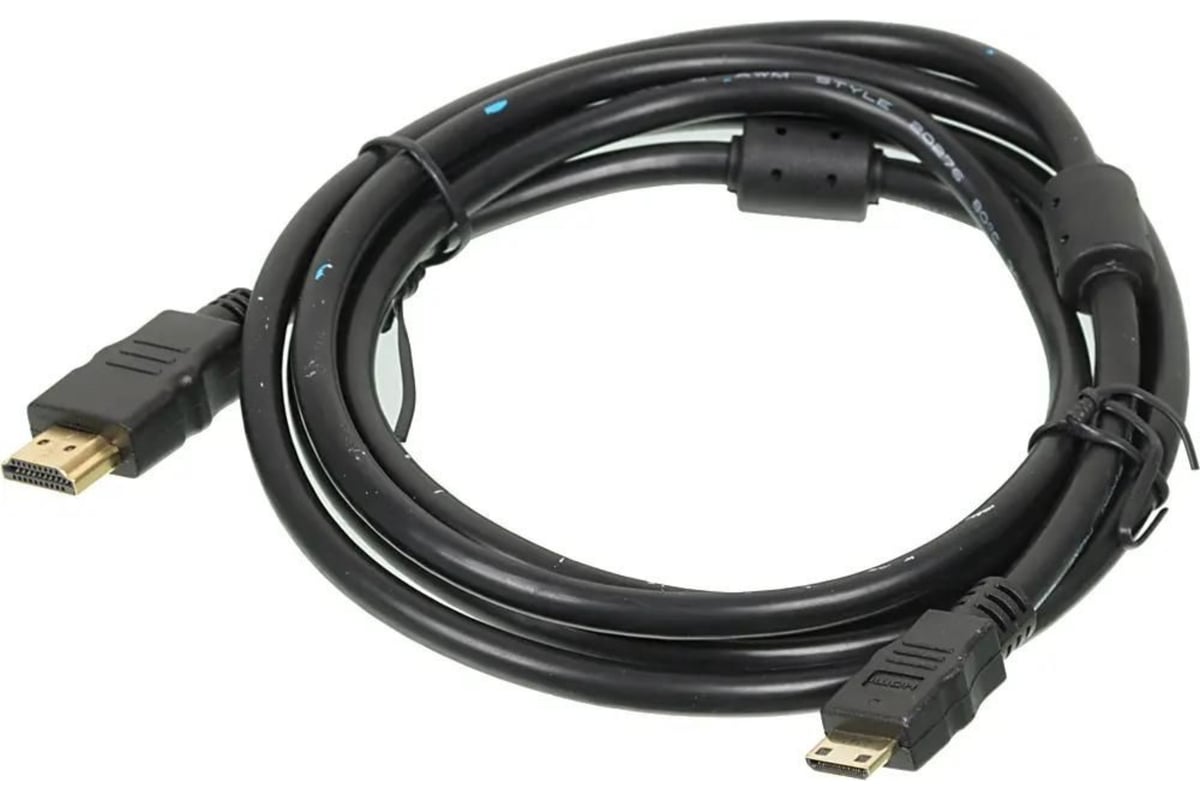 Кабель аудио-видео BURO HDMI 1.4, HDMI (m)/Mini HDMI (m), 1.8м, ферритовые  кольца, позолоченные контакты, черный 817231