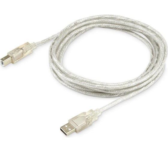 Кабель BURO USB2.0-AM/BM-3-TRANS USB A(m) USB B(m), 3м, прозрачный 817260