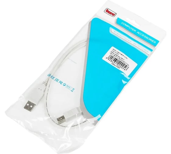 Кабель-удлинитель BURO USB2.0-AM-AF-0,75M, USB A(m) USB A(f),0.75м, белый 817264
