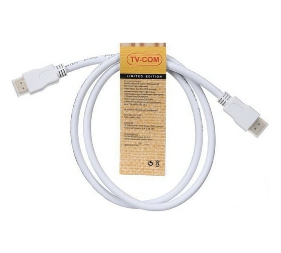 Цифровой кабель TV-COM HDMI19M to HDMI19M, V1.4+3D, 1m, белый CG150SW-1M