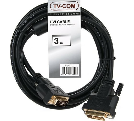 Кабель TV-COM DVI-D DVI-D, 1080p, экран, ферритовые кольца, 3м CG441D-3M
