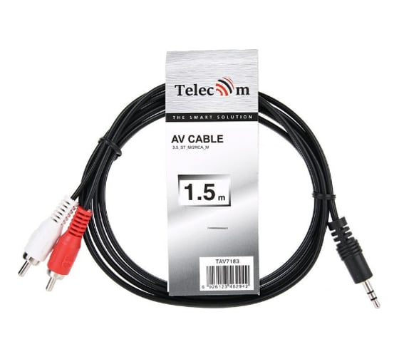 Соединительный кабель Telecom 3.5 Jack M-2xRCA M, стерео, аудио, 1.5м TAV7183-1.5M