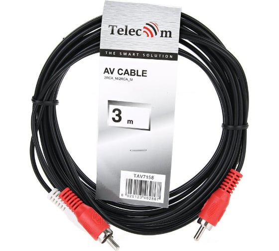 Соединительный кабель Telecom 2xRCA M-2xRCA M черный 3m TAV7158-3M