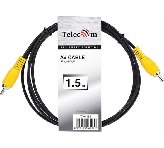 Соединительный кабель Telecom RCA /M/-RCA /M/ черный 1,5m TAV4158-1.5M