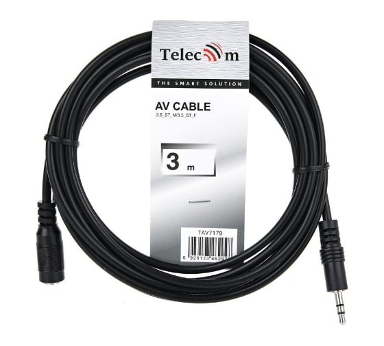 Удлинительный кабель Telecom 3.5 Jack /M/-3.5 Jack /F/, стерео, аудио, 3м TAV7179-3M