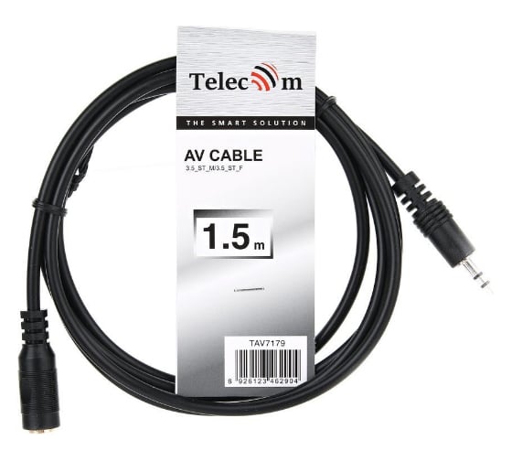 Удлинительный кабель Telecom 3.5 Jack /M/-3.5 Jack /F/, стерео, аудио, 1.5м TAV7179-1.5M