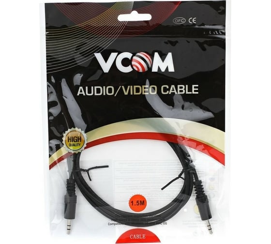 Соединительный кабель VCOM 3.5 Jack /M/ - 3.5 Jack /M/, стерео, аудио, 1.5м VAV7175-1.5M