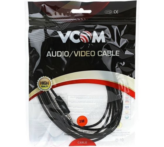 Соединительный кабель VCOM 3.5 Jack /M/ - 3.5 Jack /M/, стерео, аудио, 3м VAV7175-3M