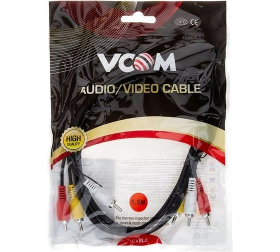 Соединительный кабель VCOM 3xRCA /M/ - 3xRCA /M/, 1,5m VAV7150-1.5M