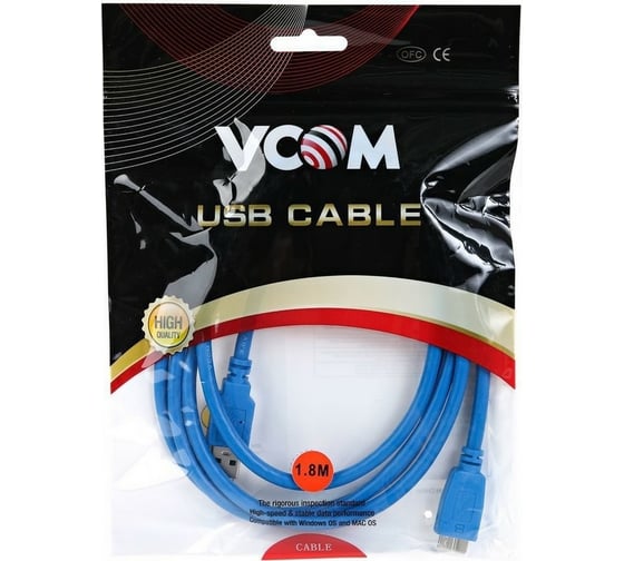 Соединительный кабель VCOM USB3.0 Am-MicroBm 1,8m /VUS7075-1.8M