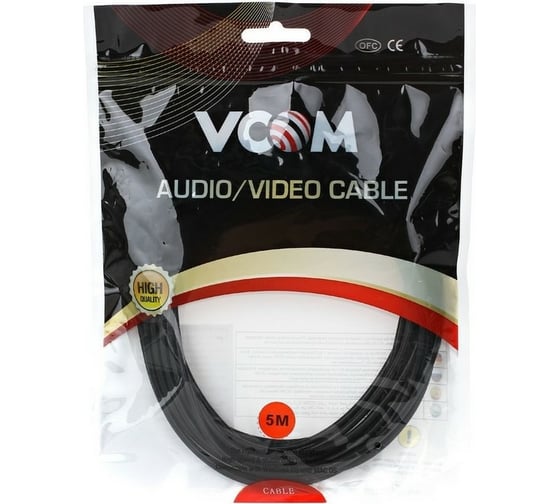 Удлинительный кабель VCOM 3.5 Jack /M/ - 3.5 Jack /F/, стерео, аудио, 5.0м VAV7179-5M