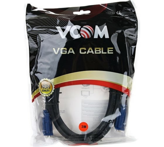 Удлинительный кабель VCOM Монитор-SVGA card /15M-15F/ 3m, 2 фильтра VVG6460-3M VVG6460-3MO