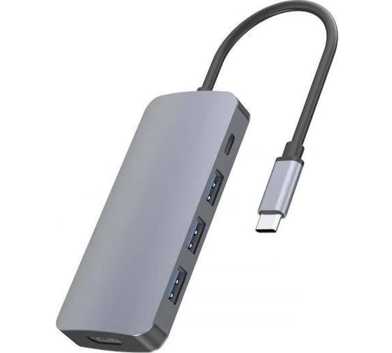 Адаптер Red Line Multiport adapter Type-C 7 in 1 с проводом, серый УТ000031223 1