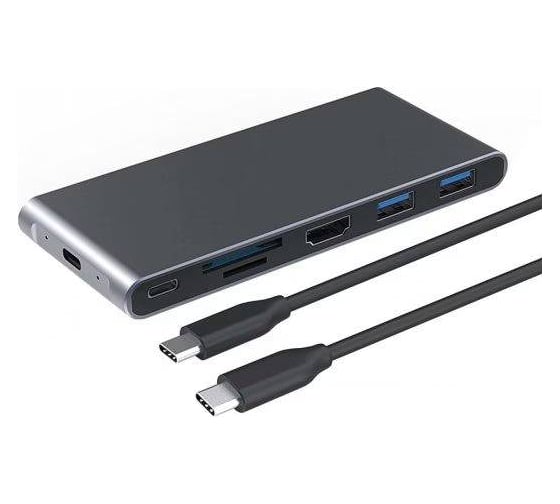 Адаптер Red Line Multiport SSD adapter Type-C 7 in 1 с проводом, алюминий, серый УТ000031224