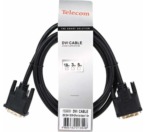 Кабель Telecom DVI-D--DVI-D Dual link 25M/25M, экран, ферритовые кольца, 1.8м TCG441D-1.8M