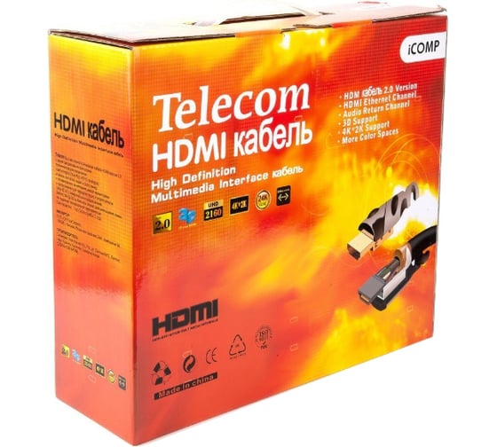 Кабель Telecom HDMI-19M --- HDMI-19M, ver 2.0, 4K*30Hz,15m 2F PRO TCG220F-15M