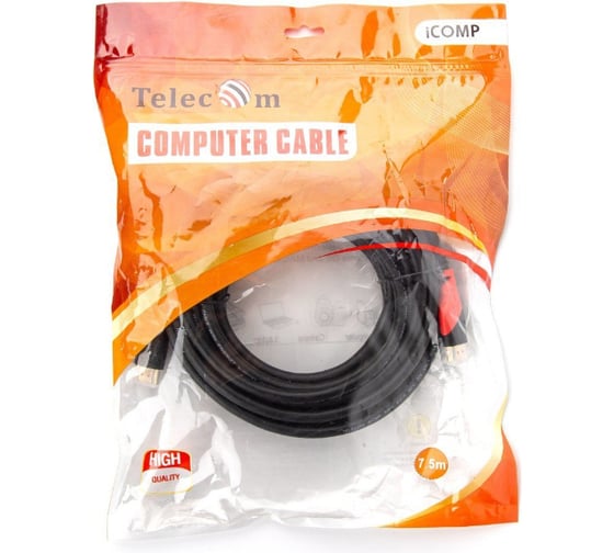 Кабель Telecom HDMI-19M --- HDMI-19M ver 2.0, 4K*30Hz, 7.5m 2F PRO TCG220F-7.5M
