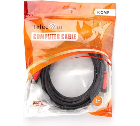 Кабель Telecom HDMI-19M --- HDMI-19M, ver 2.0, 4K*60Hz, 3m, PRO TCG220-3M