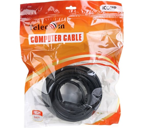 Кабель Telecom HDMI-19M --- HDMI-19M, ver 2.0+3D/Ethernet, 2 фильтра, 7.5m TCG200F-7.5M