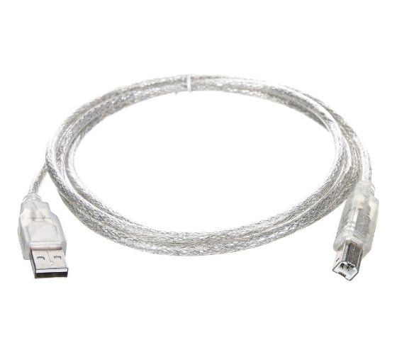 Кабель Telecom USB2.0 A--B 1.5м, прозрачная изоляция TUS6995-1.5M 1