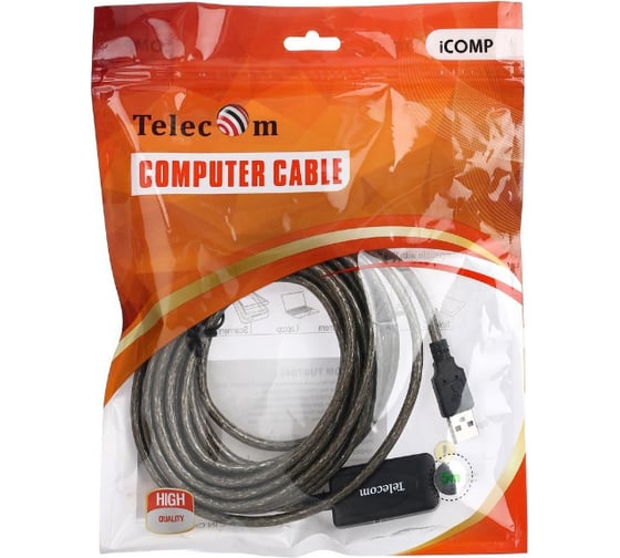 Удлинительный активный кабель Telecom USB2.0-repeater, Am--Af, 5м TUS7049-5M