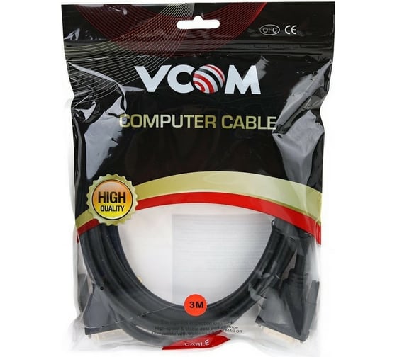 Кабель VCOM DVI-DVI Dual Link /25M-25M/, 3m, 2 фильтра VDV6300-3M