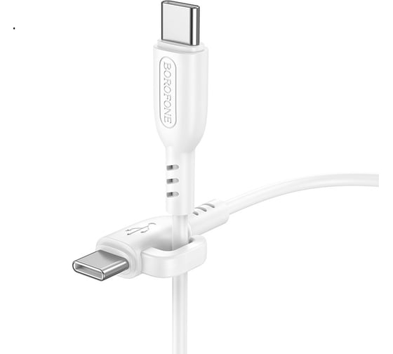 Кабель Borofone bx91 symbol type-c - type-с 1 метр, 60w, 3a, пвх, белый 23752-BX91ttW