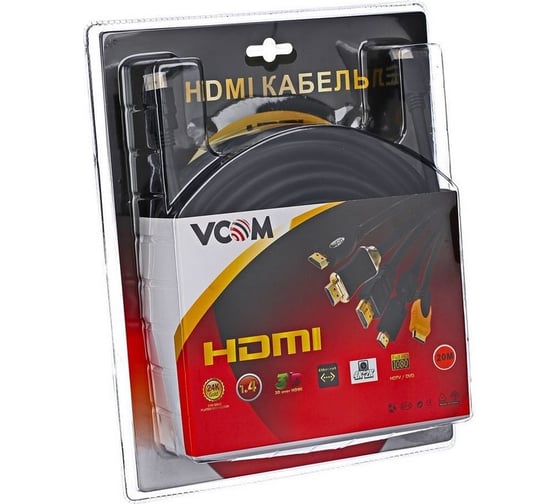 Кабель VCOM HDMI 19M/M ver:1.4+3D, 20m, 2 фильтра Blister VHD6020D-20MB