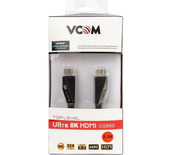 Кабель VCOM HDMI 19M/M,ver. 2.1, 8K60 Hz 0.5m CG860-0.5M
