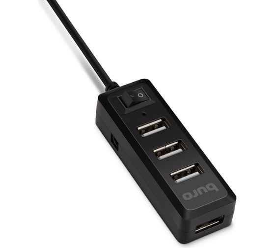 Разветвитель BURO USB 2.0 BU-HUB4-0.5L-U2.0 4 порта, черный 436328