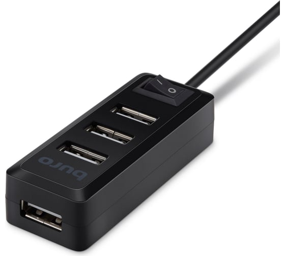 Разветвитель BURO USB 2.0 BU-HUB4-0.5L-U2.0 4 порта, черный 436328
