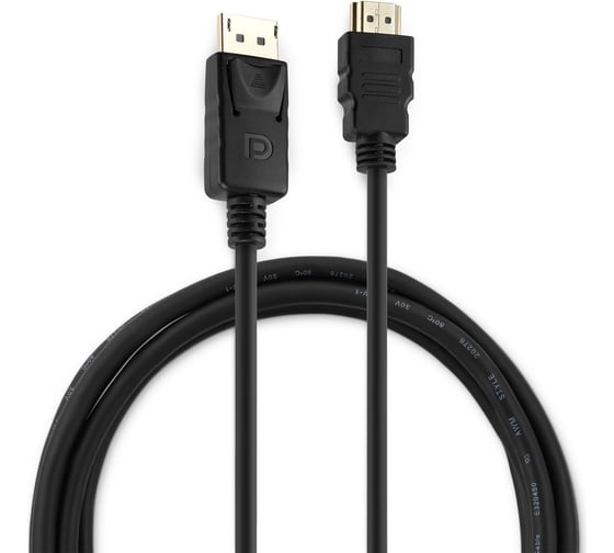 Кабель аудио-видео BURO DisplayPort (m)/HDMI (m) 1.8 м, позолоченные контакты, черный (BHP RET HDMI_DPP18) 485568 1