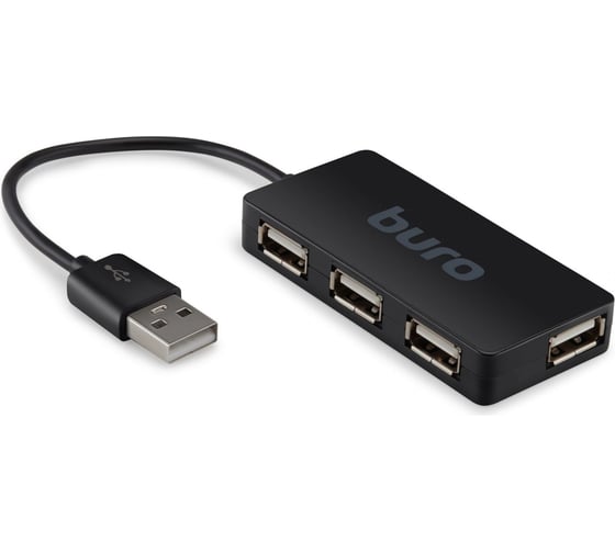 Разветвитель BURO USB 2.0 BU-HUB4-U2.0-Slim 4 порта, черный 389734