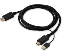 Кабель аудио-видео BURO HDMI (m)/DisplayPort (m) 2 м, позолоченные контакты, черный (HDMI-DP-2M) 1850693