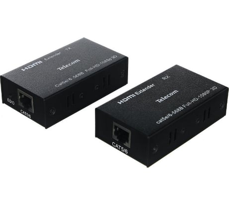 Удлинитель HDMI по витой паре Telecom до 60м, 1080p, 60HZ, 3D, extender + 2 блока питания TTE471