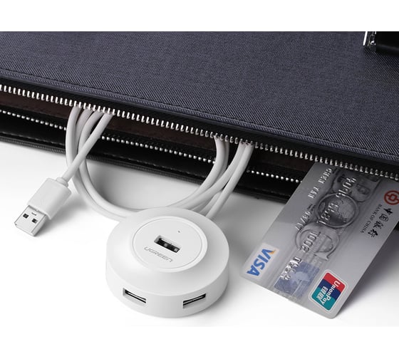 USB концентратор (хаб) Ugreen USB 2.0 Hub 4 Ports, длина 1м, цвет белый 20270