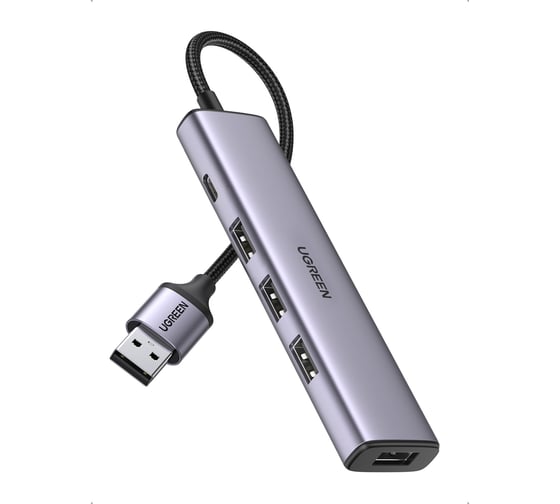 USB концентратор (хаб) Ugreen USB 3.0 to 4хUSB 3.0 Hub, цвет серый космос 20805